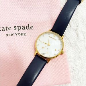 Kate Spade Women's METRO ZODIAC AQUARIUS NAVY LEATHER STRAP WATCH
